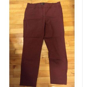 Burgundy ankle cropped slip-on office pants